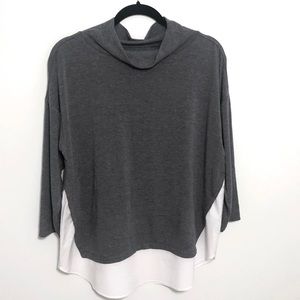 Mock Neck Two-Tiered Poplin Top